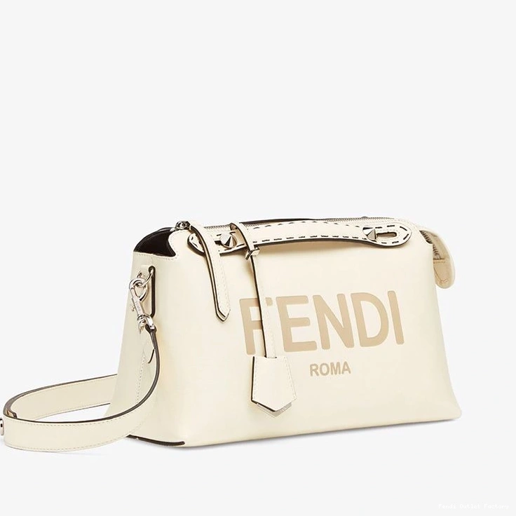 Affordable HOT The Way Logo In Calf Fendi Medium Boston Bag White ROMA Leather By 0819